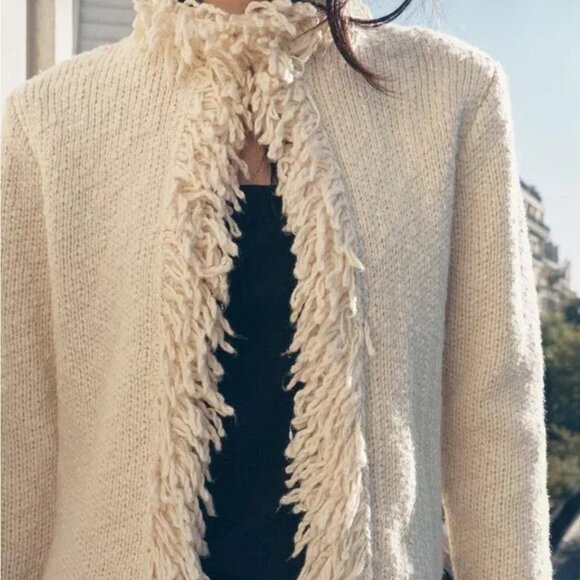 Zara - Fringed Knit Jacket - Size S - Picture 2 of 9